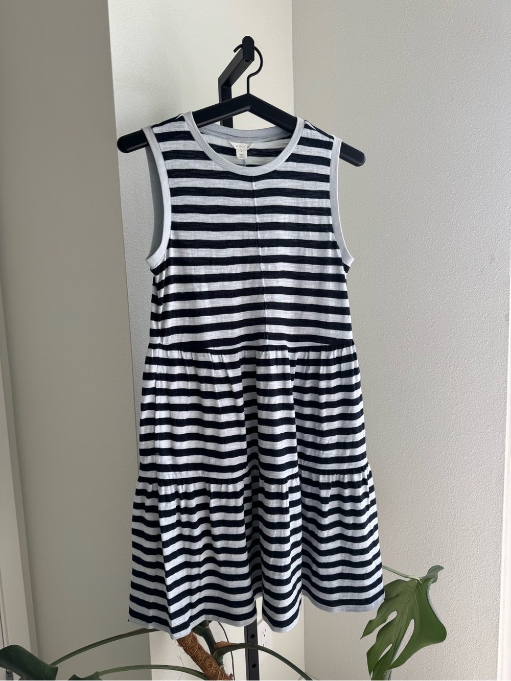 Kids Black and White Striped Sleeveless Dress